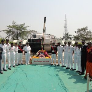 Indian Army’s Vijayanta Tank is displayed at Sfurti Smarak.